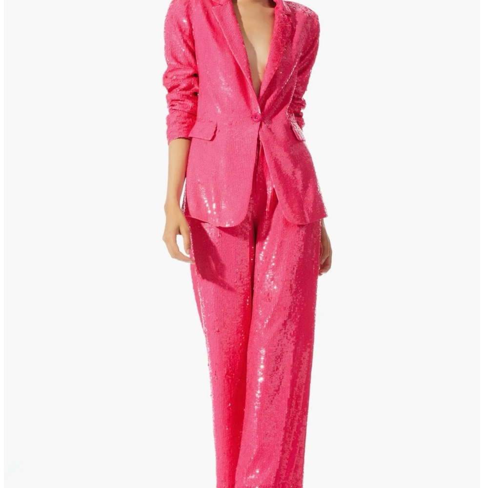 $1390 Alice + Olivia Sequin Pink Suit